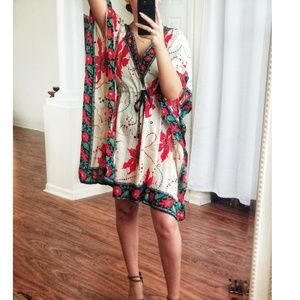 Poncho style drawstring coverup or dress